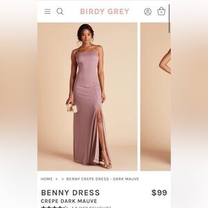 Birdy Grey Dark Mauve “Benny” Bridesmaid dress XS